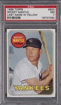 1969 Topps #500 Mickey Mantle, Yellow Letter – PSA NM 7
